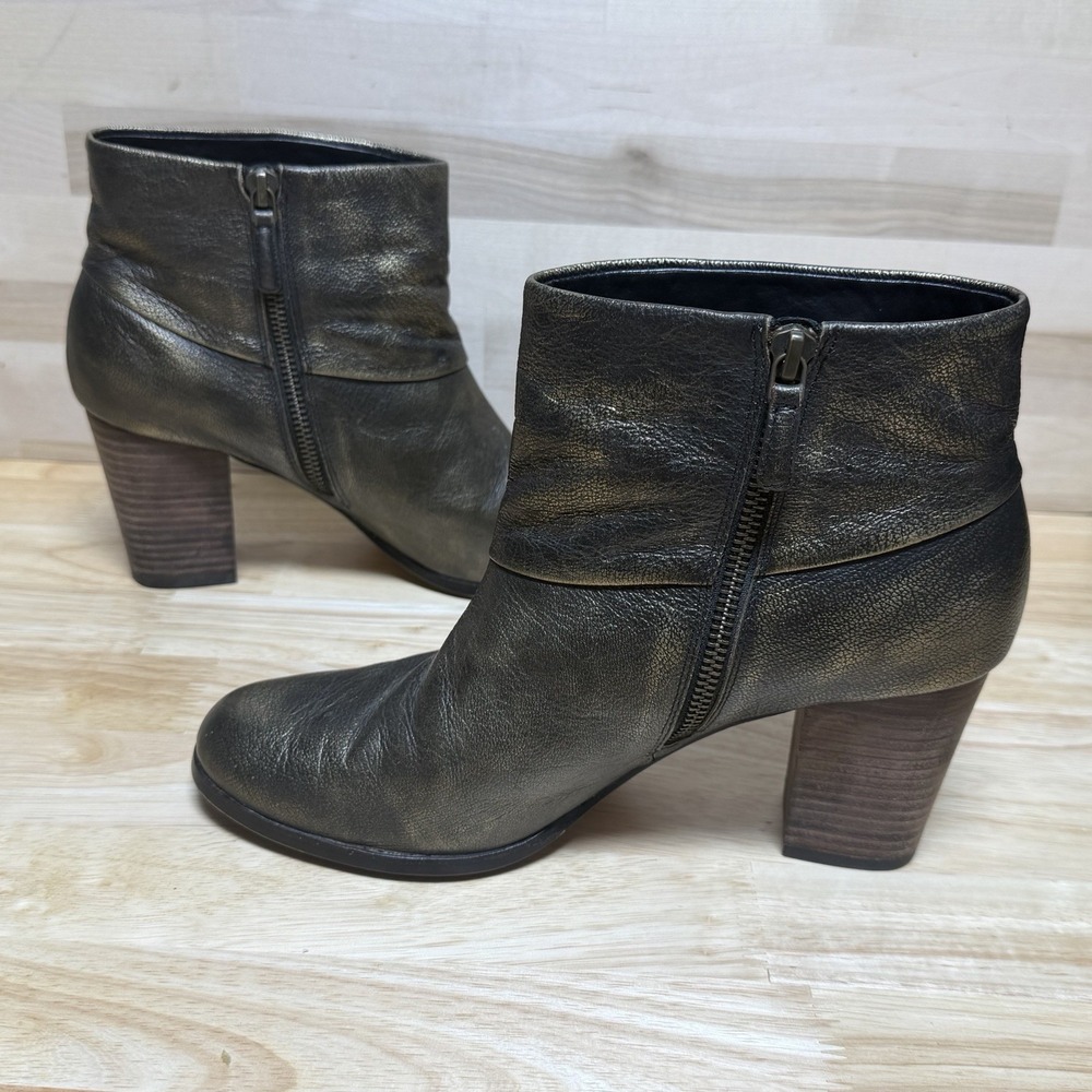 Cole Haan Cassidy Booties 9B Black/Gold Metallic Leather D40549 Air Soles